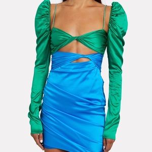 THE BAR Silk Twist Front Mini Dress